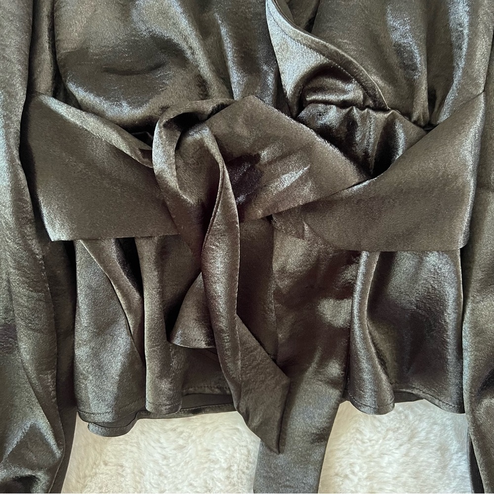 Guess Juley Satin Tie Front Blouse - Picture 4 of 12